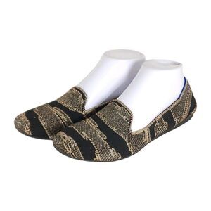 Rothy's Women's The Loafer US8,5 Black Golden Shimmer Slip On Flats Loafer Shoes